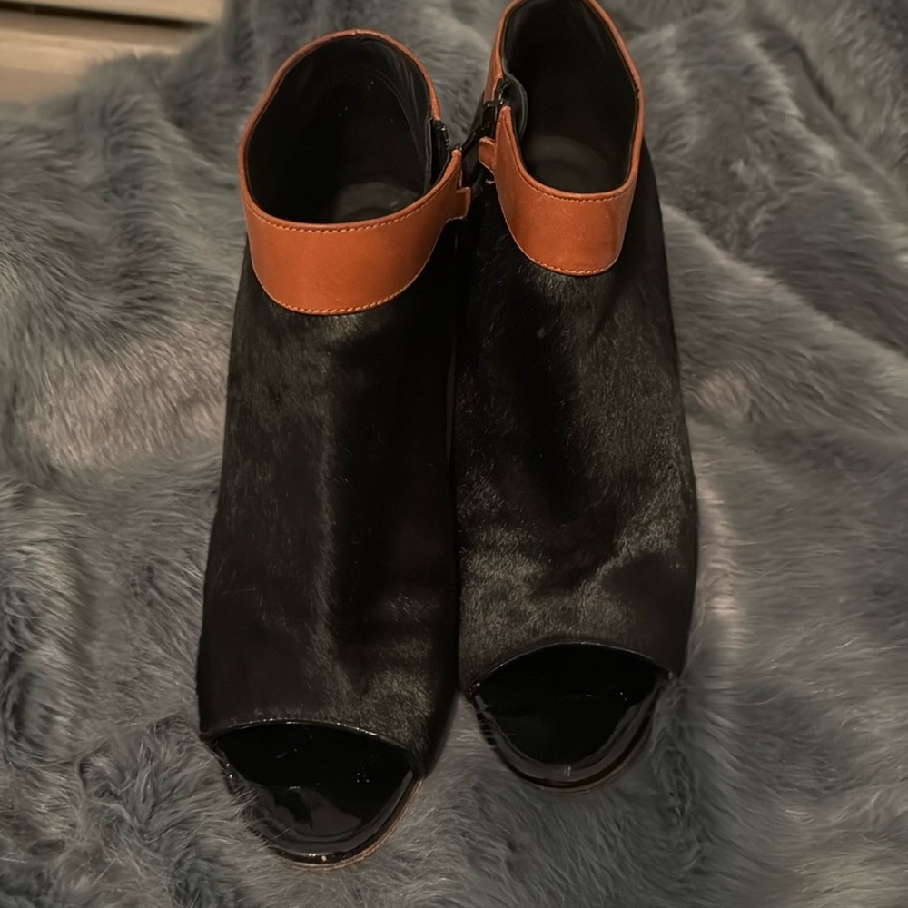 Very Rare Chloe Pony Handmade Ankle Boots Tan Leather/Black Pony Hide Size 42